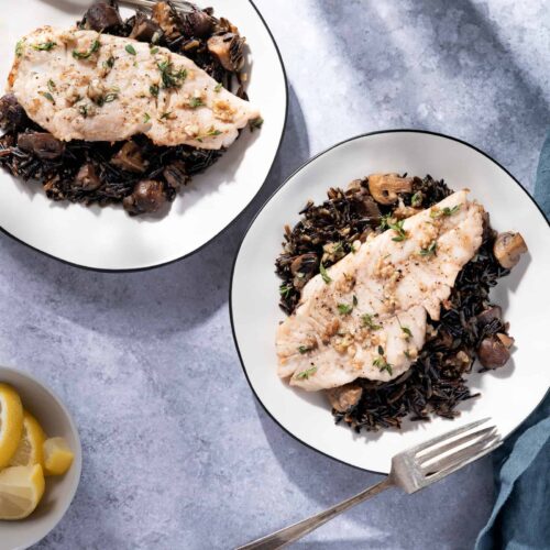 pan seared rockfish with wild rice