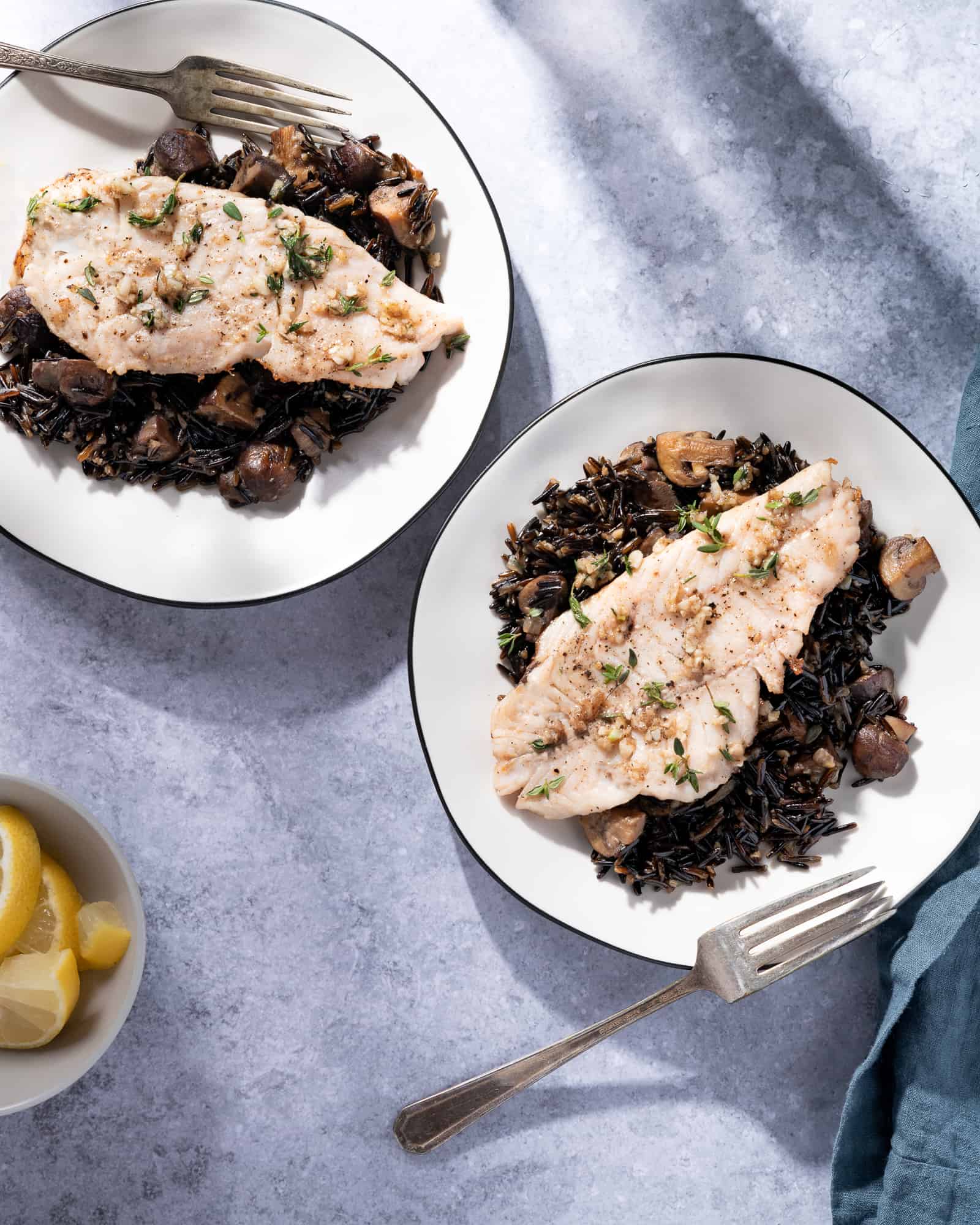 pan seared rockfish with wild rice