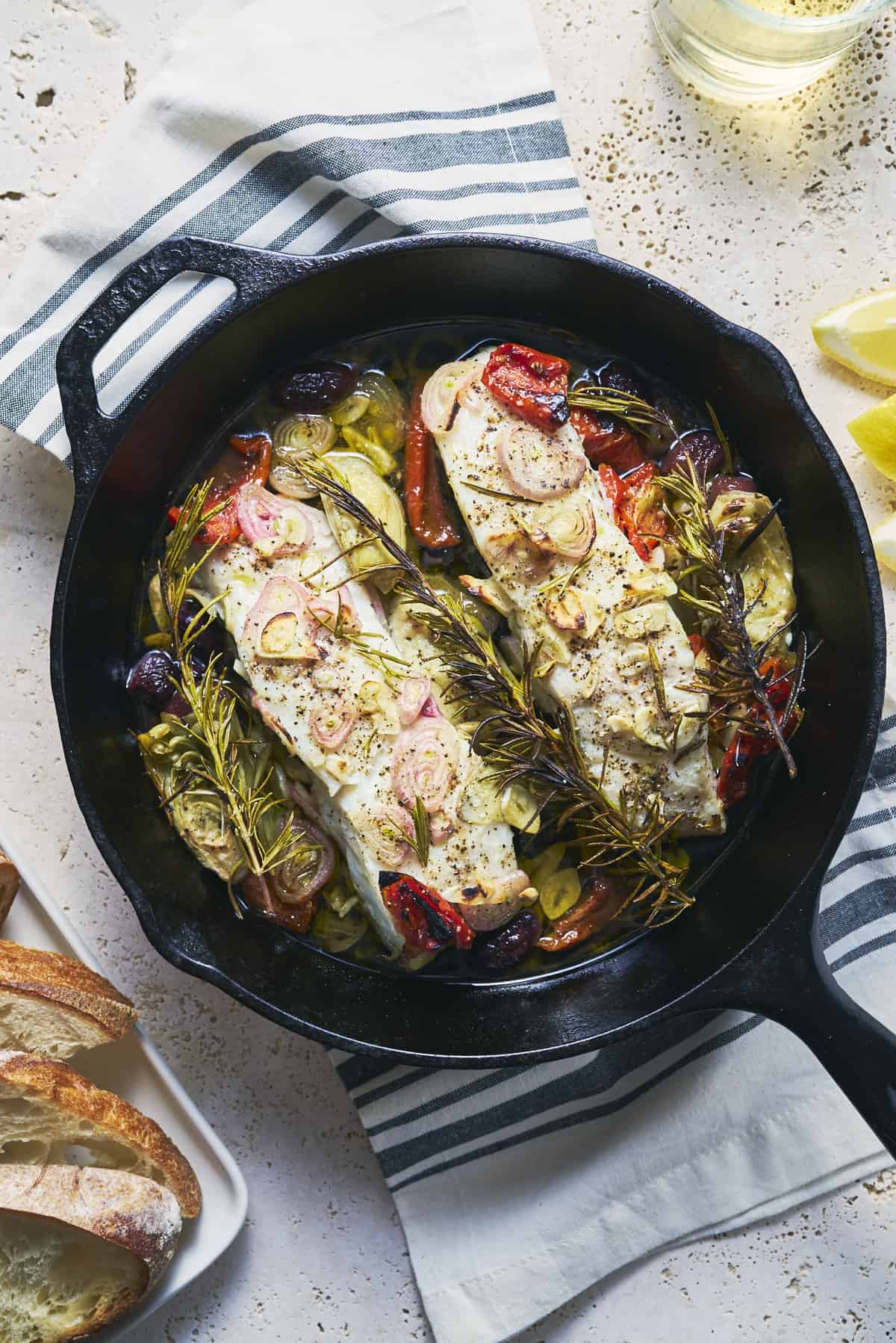 Mediterranean Halibut with Rosemary and Olives