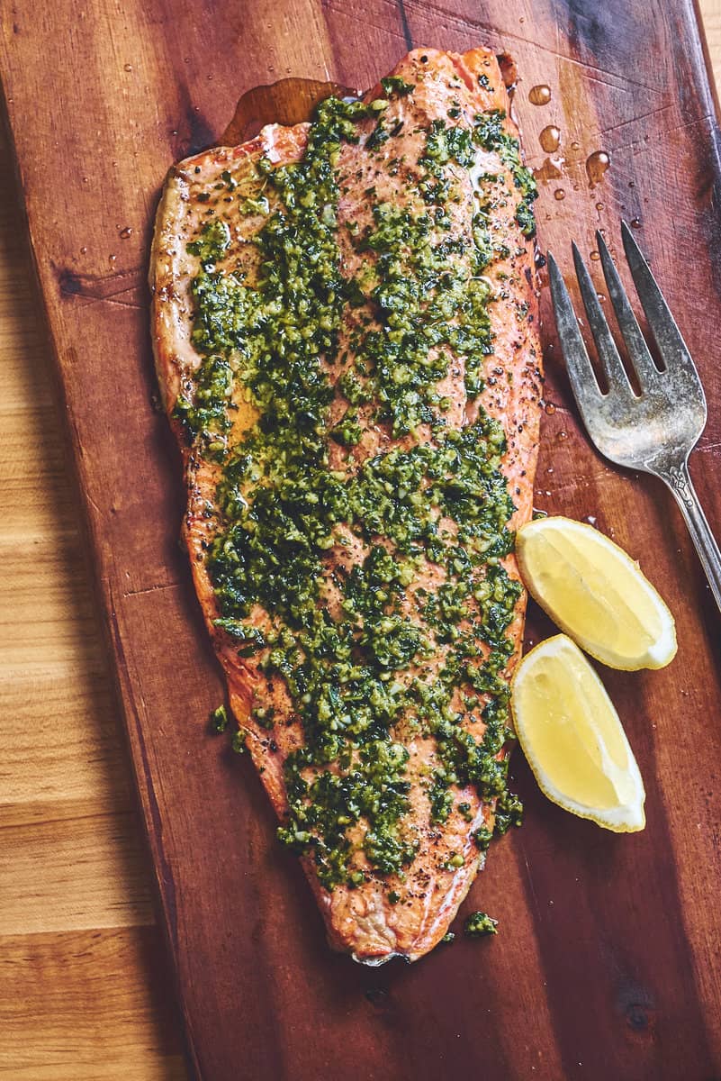 Pesto butter salmon