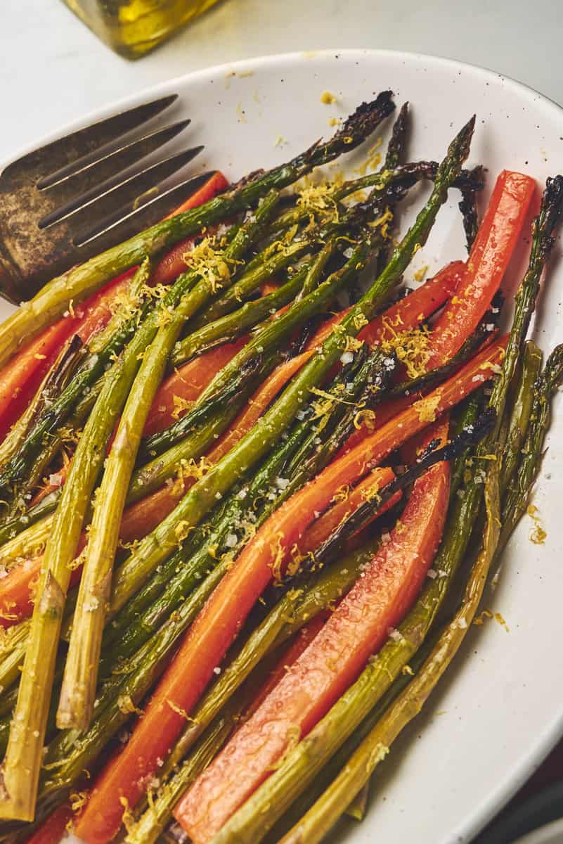 roasted carrots and asparagus