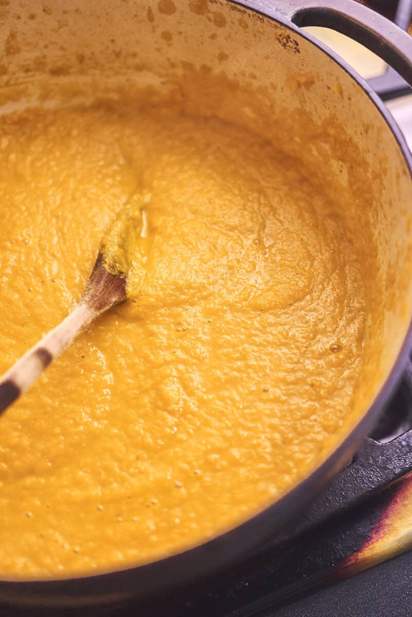 Carrot and Celery Soup in pot